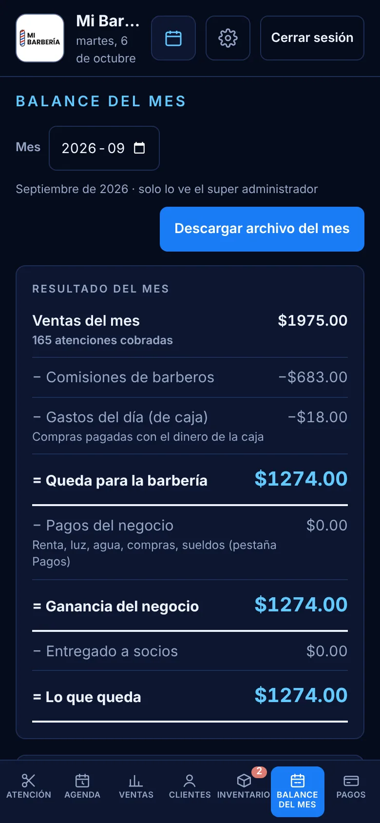 Balance del mes